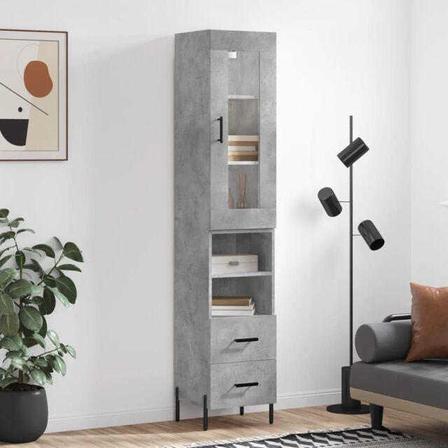 Berkfield Home Highboard Concrete Grey 34.5x34x180 cm Engineered Wood - image 1