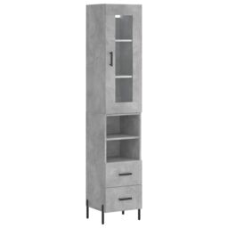 Berkfield Home Highboard Concrete Grey 34.5x34x180 cm Engineered Wood - thumbnail 2