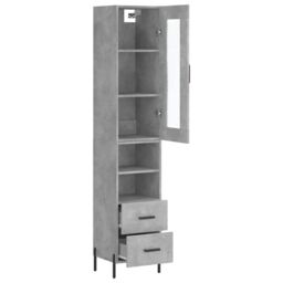 Berkfield Home Highboard Concrete Grey 34.5x34x180 cm Engineered Wood - thumbnail 4