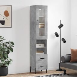 Berkfield Home Highboard Concrete Grey 34.5x34x180 cm Engineered Wood - thumbnail 1
