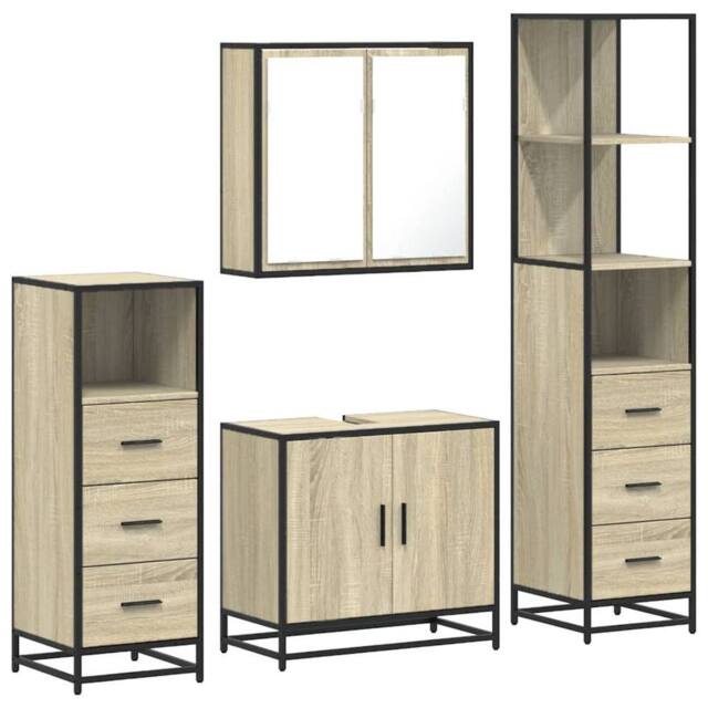 Berkfield Home 4¬†Piece Bathroom Furniture Set¬†Sonoma Oak Engineered Wood in Brown - image 1