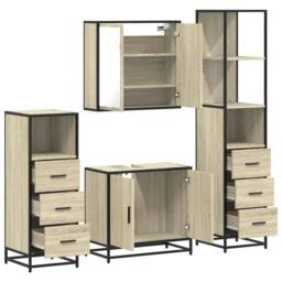 Berkfield Home 4¬†Piece Bathroom Furniture Set¬†Sonoma Oak Engineered Wood in Brown - thumbnail 6