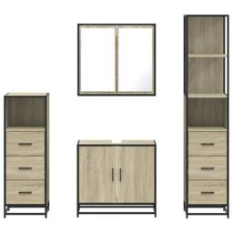 Berkfield Home 4¬†Piece Bathroom Furniture Set¬†Sonoma Oak Engineered Wood in Brown - thumbnail 5