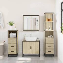 Berkfield Home 4¬†Piece Bathroom Furniture Set¬†Sonoma Oak Engineered Wood in Brown - thumbnail 3