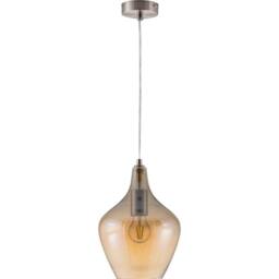 Netlighting Paso Dome Pendant Ceiling Light Nickel Matt Amber Glass Shade 1x E14 in Grey - thumbnail 2