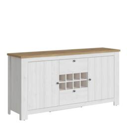 Wyld Haus Tipsyfern White & Natural Oak Sideboard 2 Door 2 Drawer Wine Rack - thumbnail 2