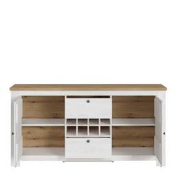 Wyld Haus Tipsyfern White & Natural Oak Sideboard 2 Door 2 Drawer Wine Rack - thumbnail 3