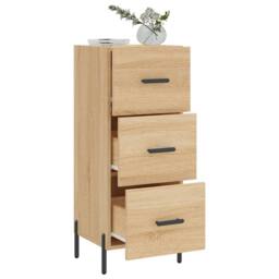 Berkfield Home Sideboard Sonoma Oak 34.5x34x90 cm Engineered Wood in Light Tan - thumbnail 4