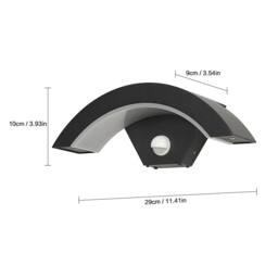 Pheashine Stylish Outdoor Wall Sconce with Motion Sensor 29x10cm IP65 24W 3000K in Black - Size: 29x10 cm - thumbnail 3