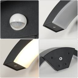 Pheashine Stylish Outdoor Wall Sconce with Motion Sensor 29x10cm IP65 24W 3000K in Black - Size: 29x10 cm - thumbnail 4