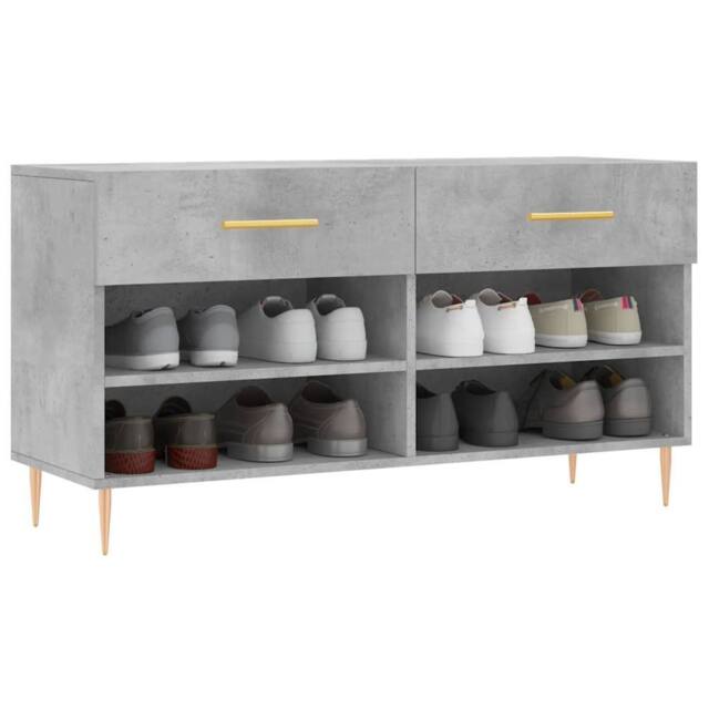 Berkfield Home Shoe Bench Concrete Grey 102x35x55 cm Engineered Wood - Size: 102 x 35 x 55 cm - image 1