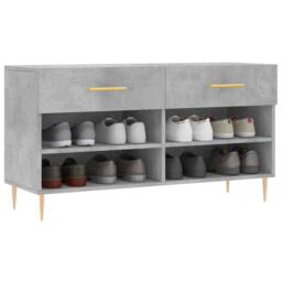 Berkfield Home Shoe Bench Concrete Grey 102x35x55 cm Engineered Wood - Size: 102 x 35 x 55 cm