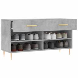 Berkfield Home Shoe Bench Concrete Grey 102x35x55 cm Engineered Wood - Size: 102 x 35 x 55 cm - thumbnail 4