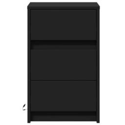 Berkfield Home Stylish Bedside Cabinet with LED Lights Black Engineered Wood - thumbnail 6