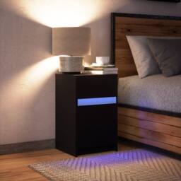 Berkfield Home Stylish Bedside Cabinet with LED Lights Black Engineered Wood - thumbnail 5