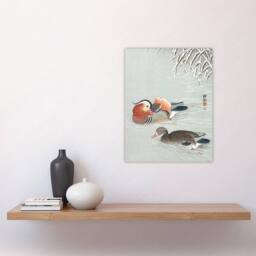 "Artery8 Two Mandarin Ducks in Snow Vintage Japan Wall Art Print Koson - Size: W24"" x H32""" - thumbnail 4
