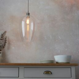 Netlighting 'LIVORNO' Dimmable Stylish Indoor Glass Single Pendant Ceiling Lamp in Silver - thumbnail 3