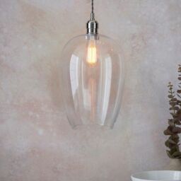 Netlighting 'LIVORNO' Dimmable Stylish Indoor Glass Single Pendant Ceiling Lamp in Silver - thumbnail 2
