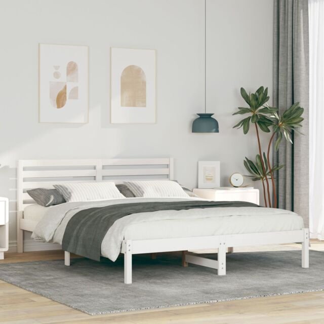 Berkfield Home with Headboard White 140 x 200 cm Solid pine wood - image 1