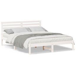 Berkfield Home with Headboard White 140 x 200 cm Solid pine wood - thumbnail 4