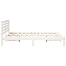 Berkfield Home with Headboard White 140 x 200 cm Solid pine wood - thumbnail 7