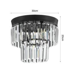 ExtraStar Modern Black Crystal Flush Mount Ceiling Light - thumbnail 3