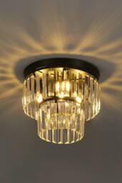 ExtraStar Modern Black Crystal Flush Mount Ceiling Light - thumbnail 4
