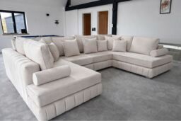 HOB Furniture Oyster Oxford U Shape Chaise Sofa - Sofa With Footstool - 14ftx6ftx6ft in Off-White - thumbnail 4