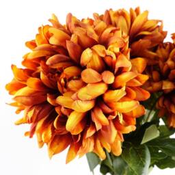 Leaf 80cm Orange Chrysanthemum Foliage & Glass Vase in Black - thumbnail 2