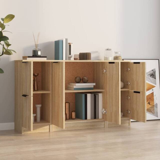 Berkfield Home Sideboards 3 pcs Sonoma Oak Engineered Wood in Light Brown - image 1