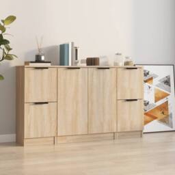 Berkfield Home Sideboards 3 pcs Sonoma Oak Engineered Wood in Light Brown - thumbnail 2