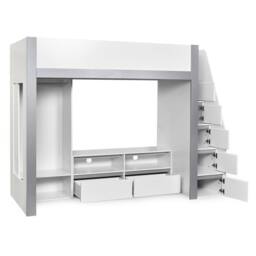 Cheshire Quince Highsleeper TV Bed - White & Silver - Single (90cm) - thumbnail 2