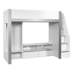 Cheshire Quince Highsleeper TV Bed - White & Silver - Single (90cm) - thumbnail 1