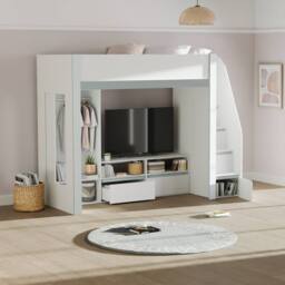 Cheshire Quince Highsleeper TV Bed - White & Silver - Single (90cm) - thumbnail 3