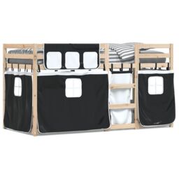 Berkfield Home Bunk Bed without Mattress White&Black 80x200 cm Solid Wood Pine in Black - thumbnail 2