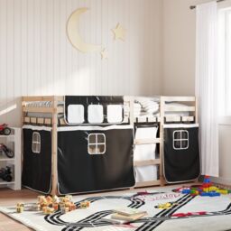 Berkfield Home Bunk Bed without Mattress White&Black 80x200 cm Solid Wood Pine in Black