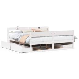 Berkfield Home Bed Frame without Mattress White 180x200 cm Super King Solid Wood Pine - thumbnail 1