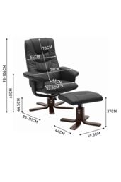 H&O Direct Luxury Swivel Recliner Set with Footstool in Black - thumbnail 2