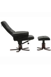 H&O Direct Luxury Swivel Recliner Set with Footstool in Black - thumbnail 4