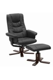 H&O Direct Luxury Swivel Recliner Set with Footstool in Black - thumbnail 3