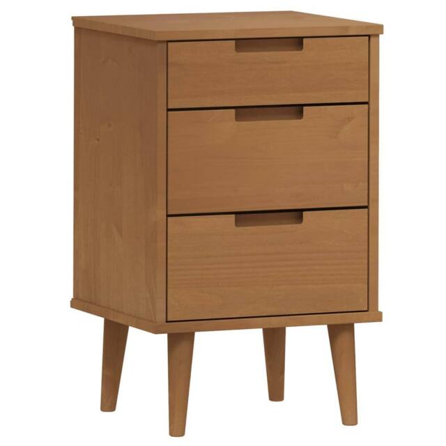 Berkfield Home Bedside Cabinet MOLDE Brown 40x35x65 cm Solid Wood Pine - Size: 40 x 35 x 65 cm - image 1