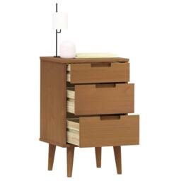 Berkfield Home Bedside Cabinet MOLDE Brown 40x35x65 cm Solid Wood Pine - Size: 40 x 35 x 65 cm - thumbnail 3