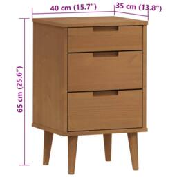 Berkfield Home Bedside Cabinet MOLDE Brown 40x35x65 cm Solid Wood Pine - Size: 40 x 35 x 65 cm - thumbnail 8