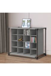 Living and Home 4-Tier Non-woven Grid Shoes Rack Cubes Storage Shelf 16 Pairs Shoes Organizer in Grey - thumbnail 3