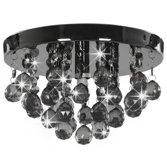 Berkfield Home Ceiling Lamp with Smoky Beads Black Round G9 - image 1
