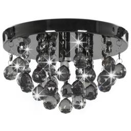 Berkfield Home Ceiling Lamp with Smoky Beads Black Round G9 - thumbnail 1