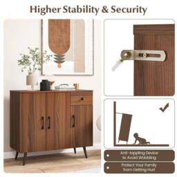 KORVIXA Modern Storage Cabinet Sideboard Cabinet w/ Adjustable in Brown - Size: 100 cm x 100 cm - thumbnail 5