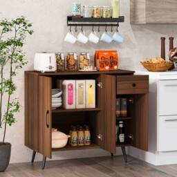 KORVIXA Modern Storage Cabinet Sideboard Cabinet w/ Adjustable in Brown - Size: 100 cm x 100 cm - thumbnail 3