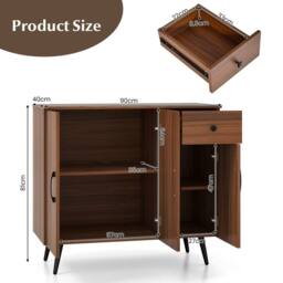 KORVIXA Modern Storage Cabinet Sideboard Cabinet w/ Adjustable in Brown - Size: 100 cm x 100 cm - thumbnail 2