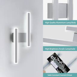 COMELY Indoor Wall Lights, 32W Modern Acrylic Long Wall Lights in Silver - thumbnail 9